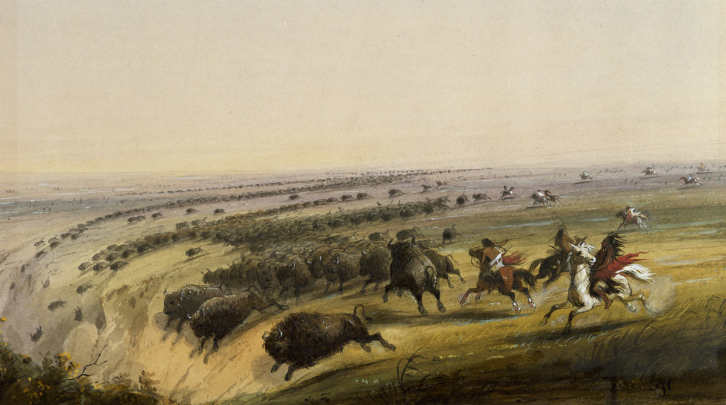 Alfred Jacob Miller (American, 1810-1874). 'Hunting Buffalo,' 1858-1860. watercolor on paper. Walters Art Museum (37.1940.190): Commissioned by William T. Walters, 1858-1860.